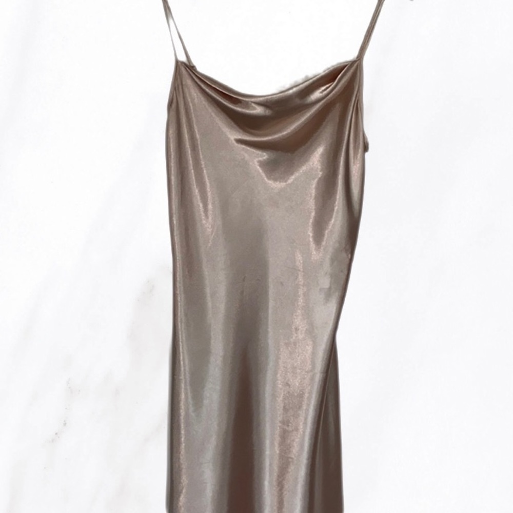 BEBE beige midi dress